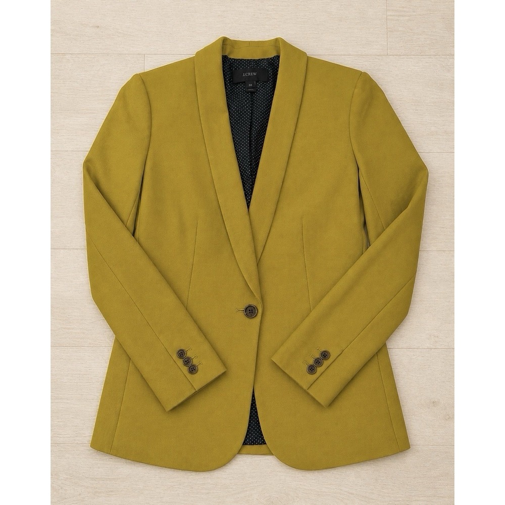 J.Crew Parke Blazer Womens 00 Mustard Yellow Golden Olive Bi-Stretch Jacket